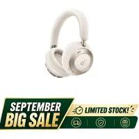 Soundcore Space One Pro over-ear-hörlurar ANC Bluetooth, krämvit