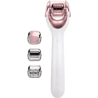 GESKE SmartAppGuided MicroNeedle Face Roller with Rose Quartz 9 in 1 Professional Microneedling Device