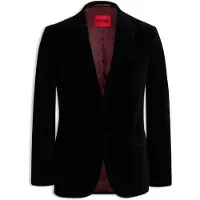 HUGO Extra-slim-fit blazer in cotton velvet