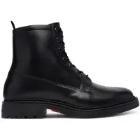Tommy Hilfiger Leather Cleat Zip Up Mid Boots