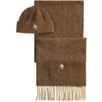 Ralph Lauren för män. 449P20309001 Presentset Bear brunmelerad (OSFA), Ull, Klassisk