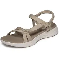 SKECHERS för kvinnor. 15316 On-The-Go 600 Sandaler - Briljant beige (37), Tyg, Karta, 1 till 3 cm, Kardborreband, Casual