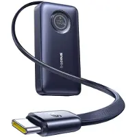Baseus EnerCore CR11 10 000 mAh 45 W powerbank med infällbar USB-C-kabel – svart