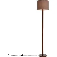 QAZQA Japandi golvlampa i valnötsträ med brun linneskärm 151 cm - Mels