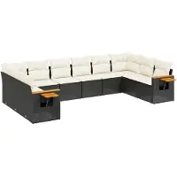 vidaXL Loungegrupp 10 delar med svarta dynor konstrotting
