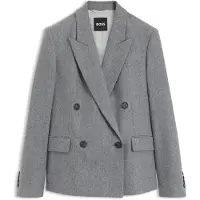 BOSS Double-breasted regular-fit blazer in melange flannel