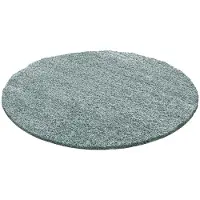 NATURL. Rund fluffig matta | Solid blågrön hos Volero | Ø 120cm | Blå | Jute | Rund | Inomhusmattor