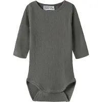 Name it Body l/ä - Ull/Silke - Rib - NbmWossa - Glögg med basili - - 74 - Body L/Ä