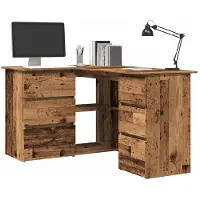 vidaXL Hörnskrivbord åldrat trä 145x100x76 cm konstruerat trä