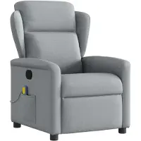 vidaXL Massagefåtölj med lutning, ljusgrå, tygklädsel