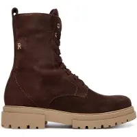 Tommy Hilfiger Suede TH Monogram Cleat Lace Up Boots