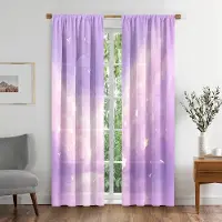 Yiran Furniture Naturliga Färgglada Drömska Månsken Himmelska Moln Fönstergardiner i Barnrum Vardagsrum Hallbehandlingar Kök Dekor Draperier Persienner W50 X H130(CM)X2&Hook gray