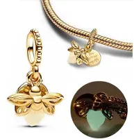 YIRAN Jewelry Koppar Eldfluga Berlocker Pärlor Lyser i Mörkret Hänge Passar Originalarmband Överlägsna Smycken Kärlek Design Gåvor DIY Hantverk För Kvinnor beige