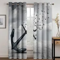 Yiran Furniture Billigt Blå Medelhavet Segelankar Segelbåt Vintage OceanFönster Gardin för Vardagsrum Sovrum Inredning 2 Styck Gratis Frakt W50 X H130(CM)X2&Grommet Top