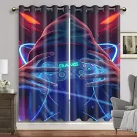 Yiran Furniture 2 st Gamer Spelkontroll Fönstergardiner Draperier för Vardagsrum Pojkrum Spelrum Heminredning Dörr Spela Videospel 88W220H(CM)X2&HOOK