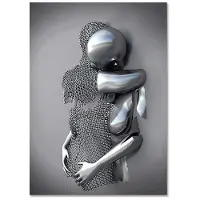 DIMENGQI Modern metallfigur statyer Väggkonst Canvasmålning Romantisk abstrakt affischer och tryck Vardagsrum Heminredning Cuadros 50x75cm