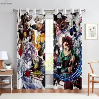 Yiran Furniture Anime Tecknad Japansk Serietidning Tryckta Gardiner Lämpliga För Sovrum Vardagsrum Sovsal Studierum Dekorativa Gardiner 2 Delar W50xH160(CM)x2PCS&Rod pocket