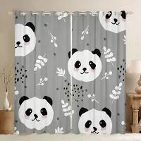 Yiran Furniture Söta Pandagardiner för Flickor Pojkar Barn Tecknad Jättepandor Fönstergardin för Sovrum Vardagsrum Dekor Fönsterdraperier W55 X H120cm X 2&Grommet Top