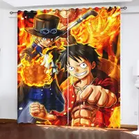 Yiran Furniture Monkey D Luffy Hem Tecknad Gardin One Piece Söta Tryck Ljusfiltrerande Gardiner Vardagsrum Sovrum Värme- och Solskydd 100x140cm