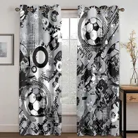 Yiran Furniture Sportgardiner Fotboll i eld och vatten Flamma Stänkande Åsknedslag Abstrakt Konceptkonst Vardagsrum Sovrum Fönster 2x68W165H(CM)&Rod Pocket