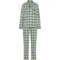 LASCANA Pyjamas brun / mörkgrön / vit