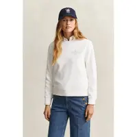 Gant för kvinnor. 4202586 Tonal Shield sweatshirt med rund halsringning i benvitt (S), Casual, Bomull
