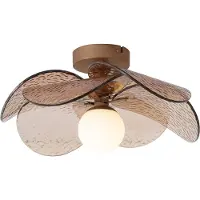 QAZQA Design taklampa mörk brons med bärnstensfärgat räfflat glas - Kemner