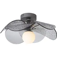 QAZQA Design taklampa silver med räfflat rökglas - Kemner