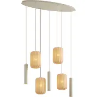 QAZQA Japandi pendellampa beige 7-ljus - Pluni Tuba