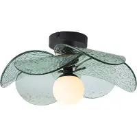 QAZQA Design taklampa svart med grönt räfflat glas - Kemner
