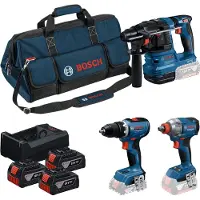Bosch Gsr18v-65+gdx18v-285+gbh18v-22+3x 5.0ah+ Elektriskt Verktygssats