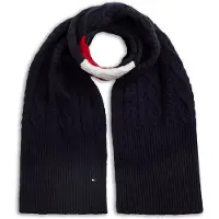 Tommy Hilfiger Wool Blend Cable Knit Scarf WiTH Silk