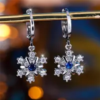 YIRAN Jewelry Söta Vita Blå Zirkonsten Snöflinga Creolörhängen Mode Kvinna Färg Bröllops Smycken För Kvinnor brown