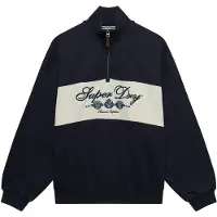 Superdry för kvinnor. W2012723A Marinblå Ornate Script Half-zip tröja med dragkedja (XL), Casual, Bomull, Marino