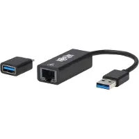 Eaton Corporation Eaton Tripp Lite Series USB-C, USB-A to RJ45 Gigabit Ethernet Network Adapter (2xM/F), USB 3.2 Gen 1, Black - Nätverksadapter - USB-C 3.2 Gen 1 / Thunderbolt 3 - Gigabit Ethernet x 1 - svart