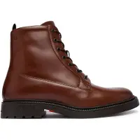 Tommy Hilfiger Leather Cleat Zip Up Mid Boots