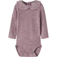 Name it Body l/ä - Ull - Hålmönster - NbfWang - Paddsvamp - - 68 - Body L/Ä