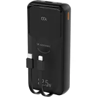 Wozinsky WFC-15B 20 000 mAh 22,5 W PD20W powerbank med inbyggda Lightning- och USB-C-kablar – svart