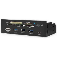 Logilink UA0341, Compact flash (CF), MS Micro (M2), Memory stick (MS), MicroSD (TransFlash), SD, xD, svart, 5.25, 5000 Mbit/s, RoHS, CE, SATA