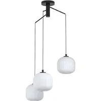 Eglo MANTUNALLE 3L klusterhänglampa i enkel svart design med vita glasskärmar