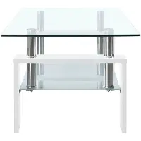 vidaXL Soffbord vit och transparent 95x55x40 cm härdat glas