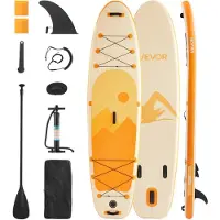 Vevor Uppblåsbar Stand Up Paddleboard, 3,35m x 84cm x 15cm Bred Ultralätt SUP Paddleboard, Alla tillbehör ingår, Pump, Paddel, Fena, Ryggsäck, Fotledsrem, Rem, Halkfritt däck för ungdomar och vuxna