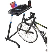 Vevor Cykelbord, Mobilt Hopfällbart Multifunktionellt Cykeltränings- &amp; Löpbandsbord med Låsbara Hjul, Halkfritt Multi-Slot Cykeltränings-Fitnessbord med Handtag, Lämplig för Hemmakontorsträning