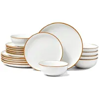 OEM porslinsset, för 6 personer, runda tallrikar och skålar, reptåligt keramikporslin, diskmaskins- och mikrovågsugnslämpligt köksredskap, för dessert, sallad, soppa, pasta, vit