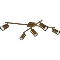 TRIO Lighting Marley takspotlight, antik mässing, 5 lampor Marley, dimbar, Brun / mässing, Vardagsrum / matsal, Metall, Modern, Spotlight