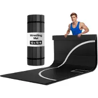 Vevor 3x3m brottningsmatta, tjock kampsportsmatta för hemmagym, vattentäta PVC-rullmattor med cirklar, för gymnastik, tatami, jiu jitsu, bjj, mma, judo, boxning, svart