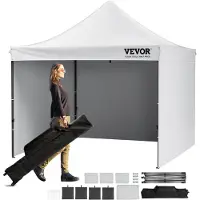 Vevor Pop Up Baldakin Tält Utomhus Lusthus tält 304,8 x 304,8 cm med sidoväggar &amp; väska Vit