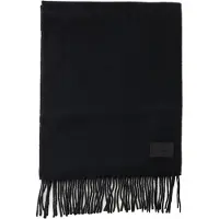 HUGO Fringed scarf in a wool blend with logo label