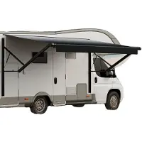 OEM Motoriserad Husbilsmarkis Komplett Kit, 14' Infällbar Markis med Aluminiumram, Markis för Utomhusvagn, Passar De flesta Husbilar (Black Fade)