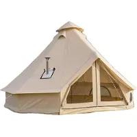 Vevor Oxford Bell-tält, 4 säsonger 4 m jurttält för camping med spisuttag, vattentätt, andningsbart, rymmer upp till 4 personer med dragkedja och avtagbart golv, familjecamping, glamping, utomhusjakt
